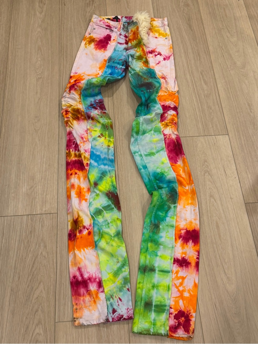 Vlone 1/1 Runway Stacked Denim Tye Dye Colorful Jeans Size Small Men